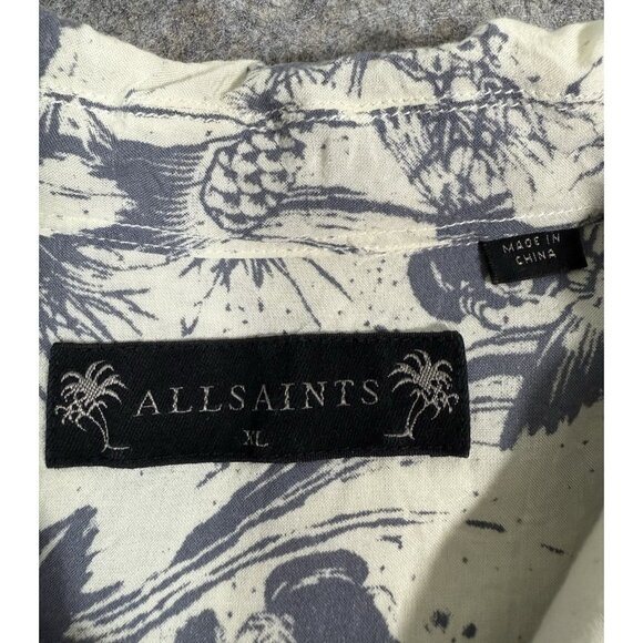 All Saints Mens Koi Short Sleeve Shirt Size XL Hawaiian Viscose Loop Collar - Picture 6 of 12
